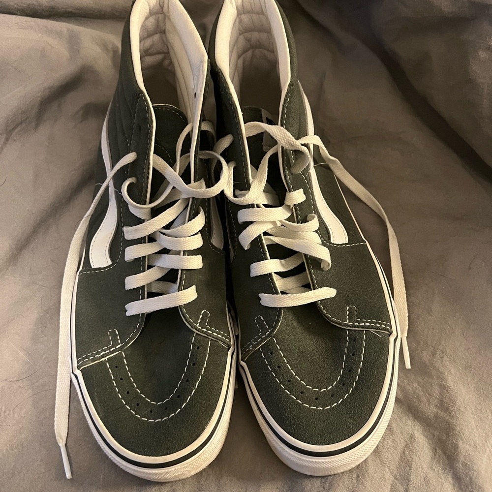 Green and White Van’s High-Top Sneakers